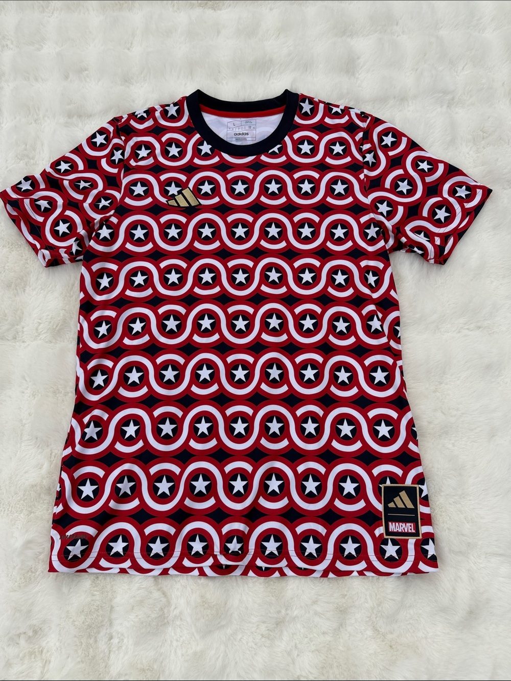 Adidas MLS x Marvel Captain America Pre-Match Soccer Jersey LARGE